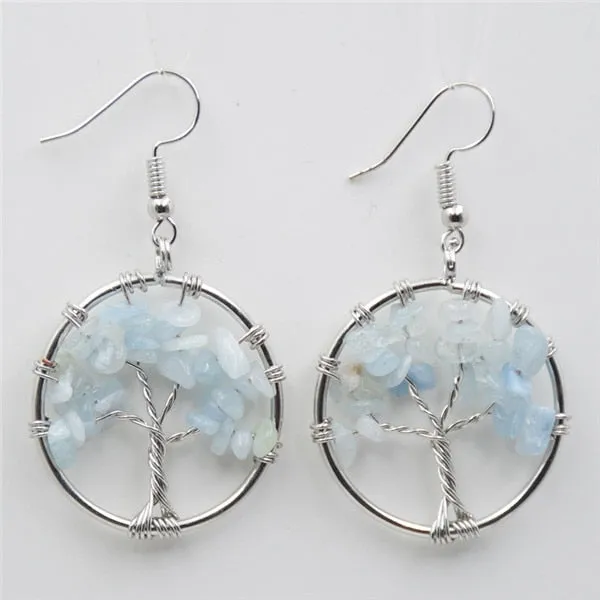 Bohemian Jewelry Tree of Life Drop Earrings For Women in Silver Color