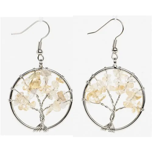 Bohemian Jewelry Tree of Life Drop Earrings For Women in Silver Color