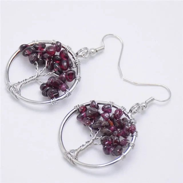 Bohemian Jewelry Tree of Life Drop Earrings For Women in Silver Color