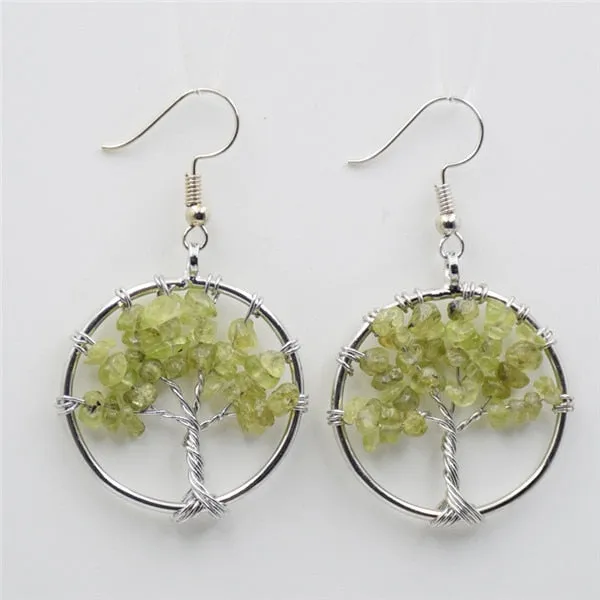 Bohemian Jewelry Tree of Life Drop Earrings For Women in Silver Color