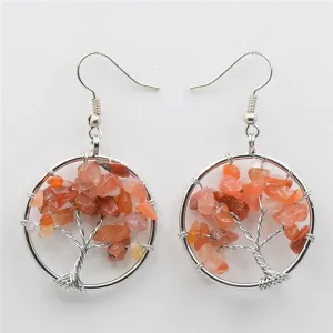 Bohemian Jewelry Tree of Life Drop Earrings For Women in Silver Color