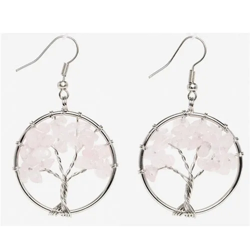 Bohemian Jewelry Tree of Life Drop Earrings For Women in Silver Color