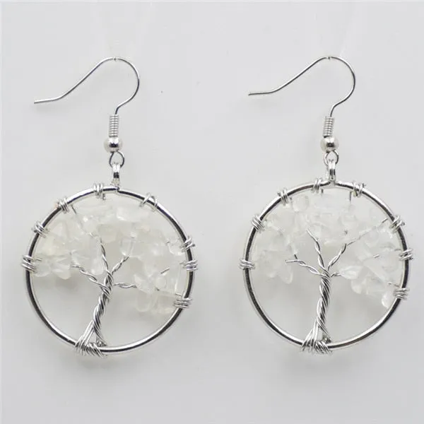 Bohemian Jewelry Tree of Life Drop Earrings For Women in Silver Color