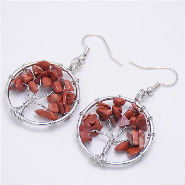 Bohemian Jewelry Tree of Life Drop Earrings For Women in Silver Color