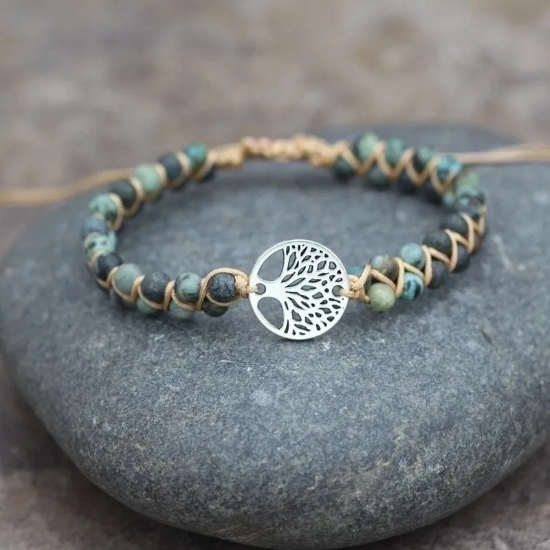 Bohemian Tree Turquoise Metal Braid Bracelets