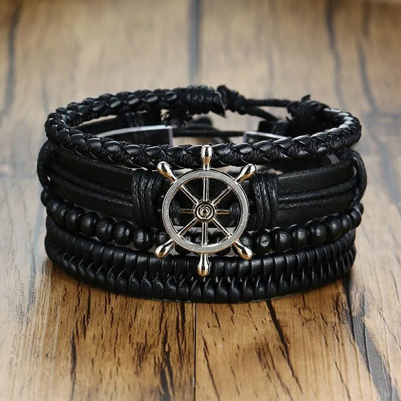 Boho Braided Wrap Leather Wristbands Set