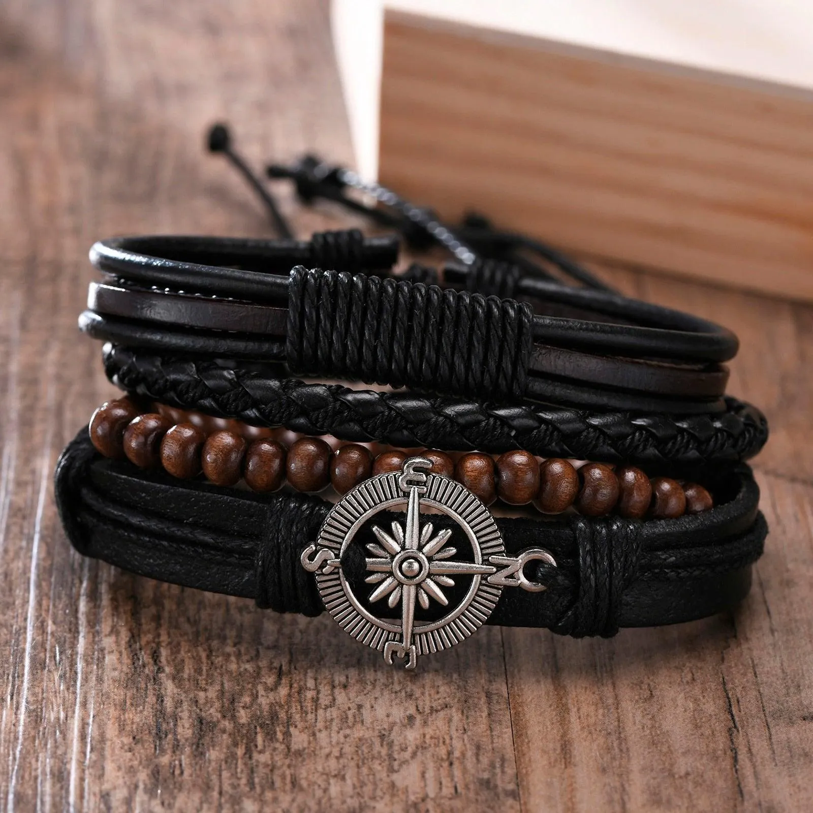 Boho Braided Wrap Leather Wristbands Set