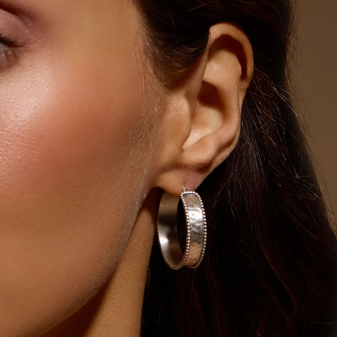 Bold Spirit Silver Hoop Earrings