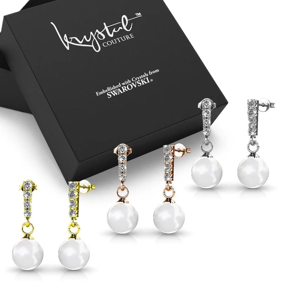 Boxed Lustrous Earrings Set Embellished with SWAROVSKI Crystals