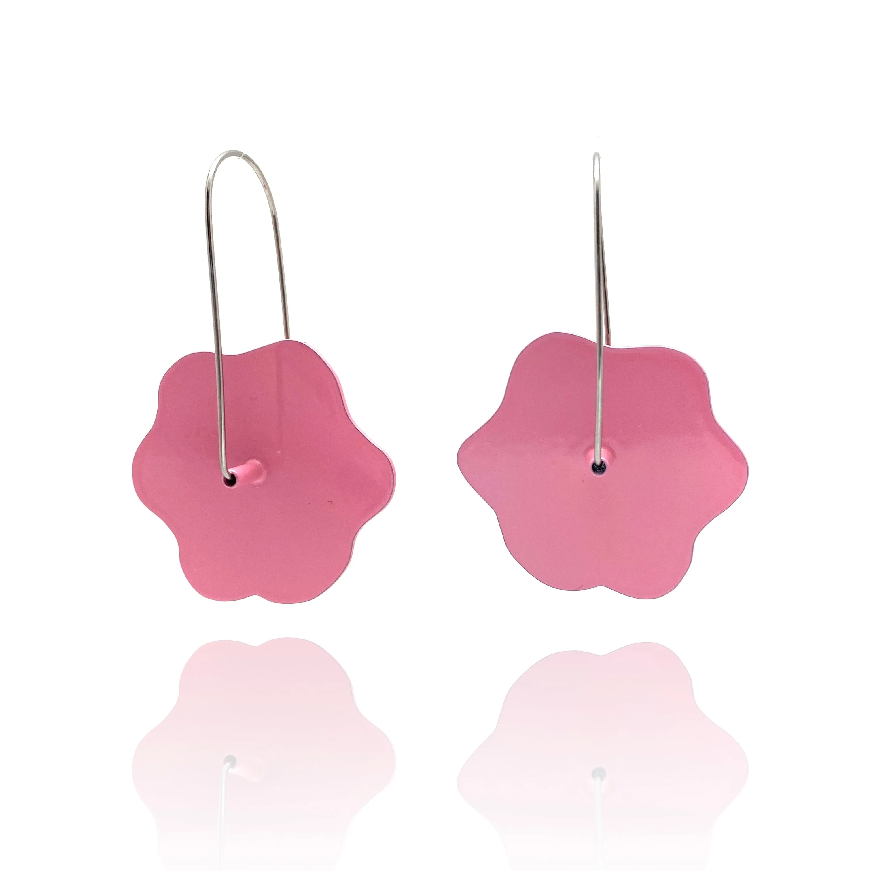 Camellia Flower Patch Earrings - Hot Pink