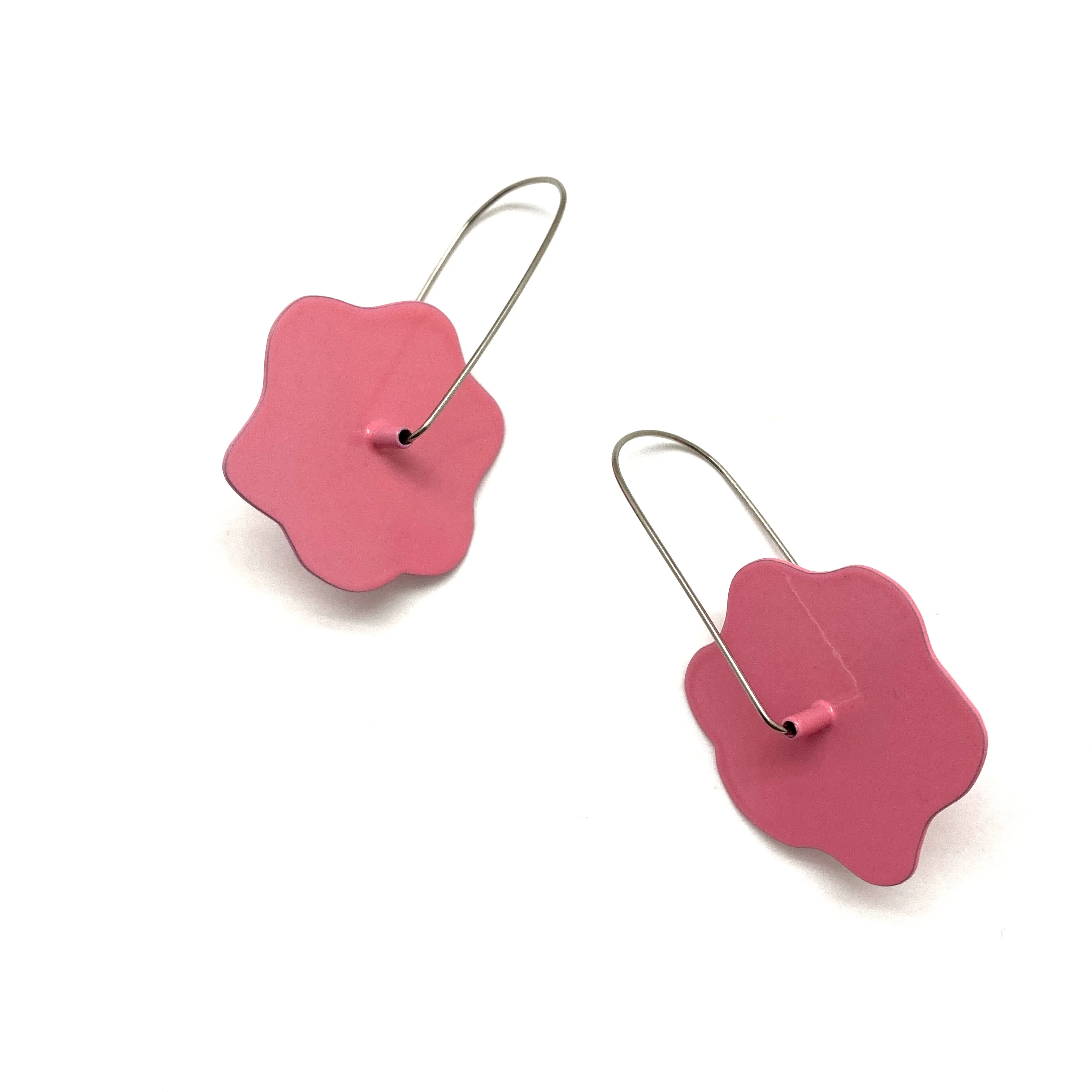 Camellia Flower Patch Earrings - Hot Pink