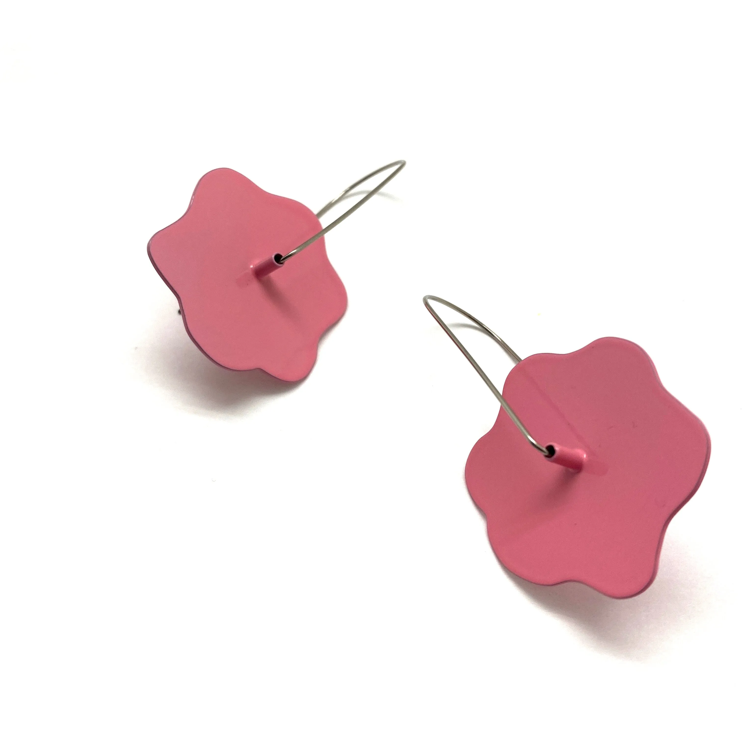 Camellia Flower Patch Earrings - Hot Pink