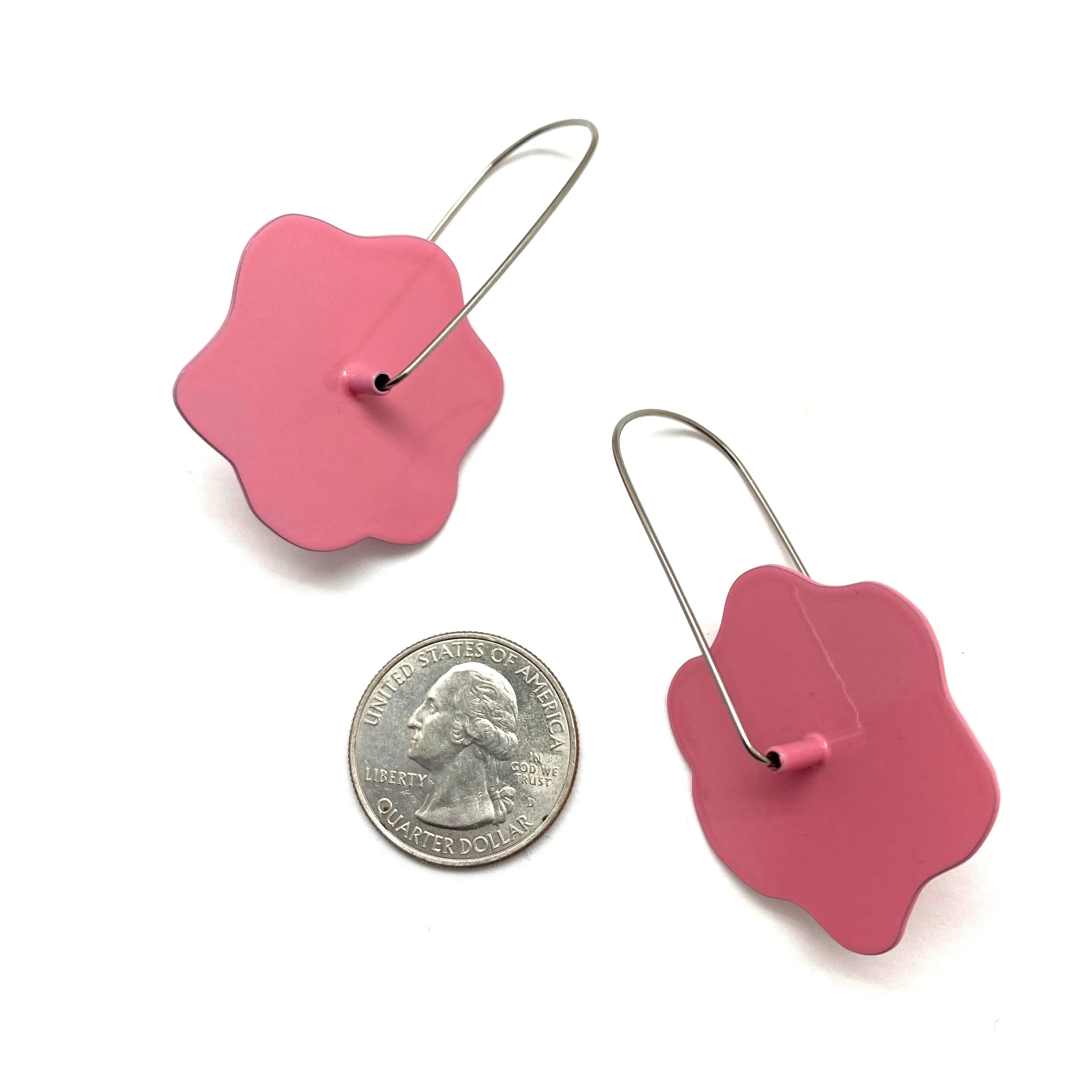 Camellia Flower Patch Earrings - Hot Pink