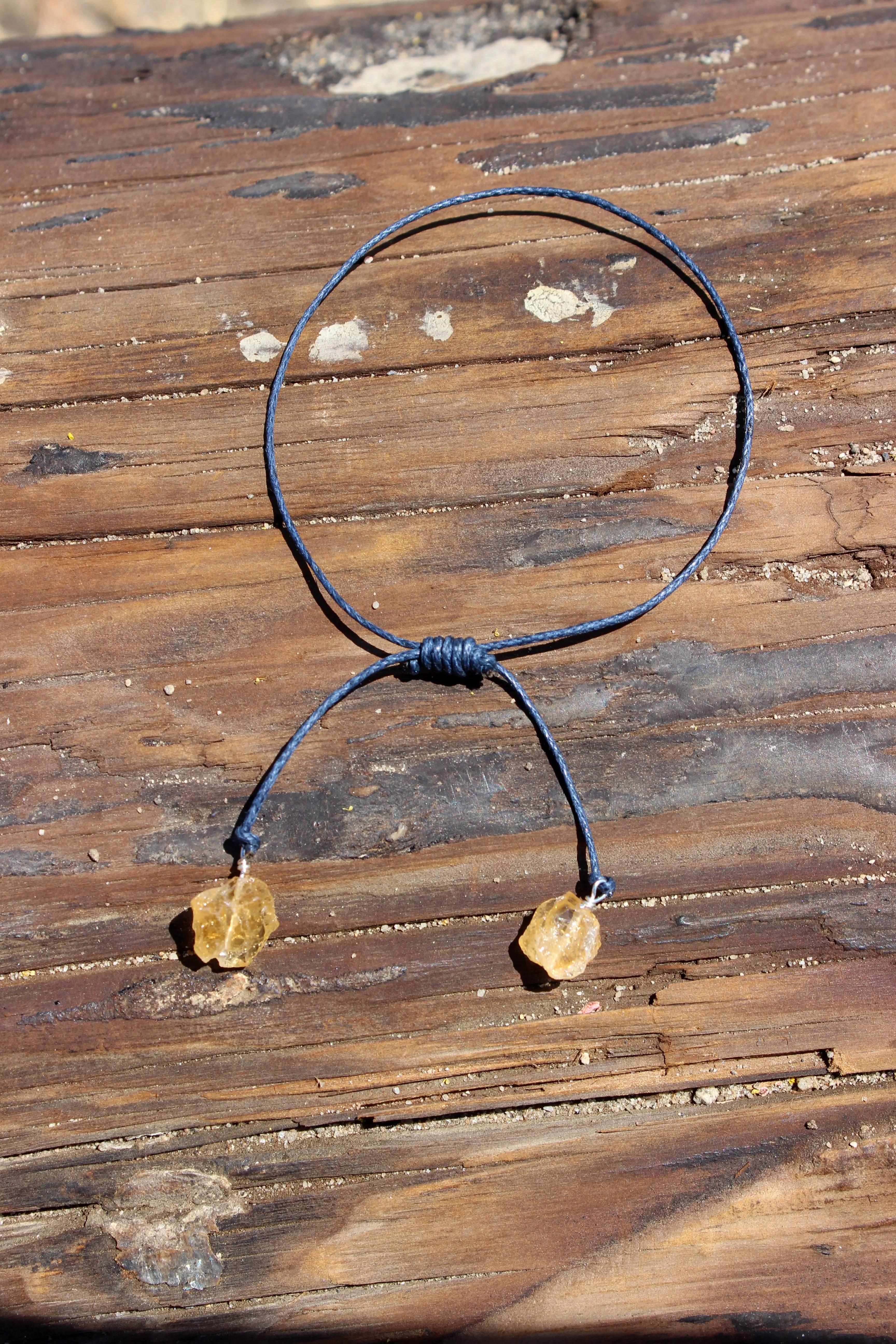 Carrick // Citrine Drop Cord Bracelet, Silver or Gold, Boho Bracelet // BH-B021