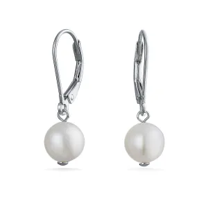 Classic Black White Pink Pearl Drop Ball Earrings Sterling Silver Leverback