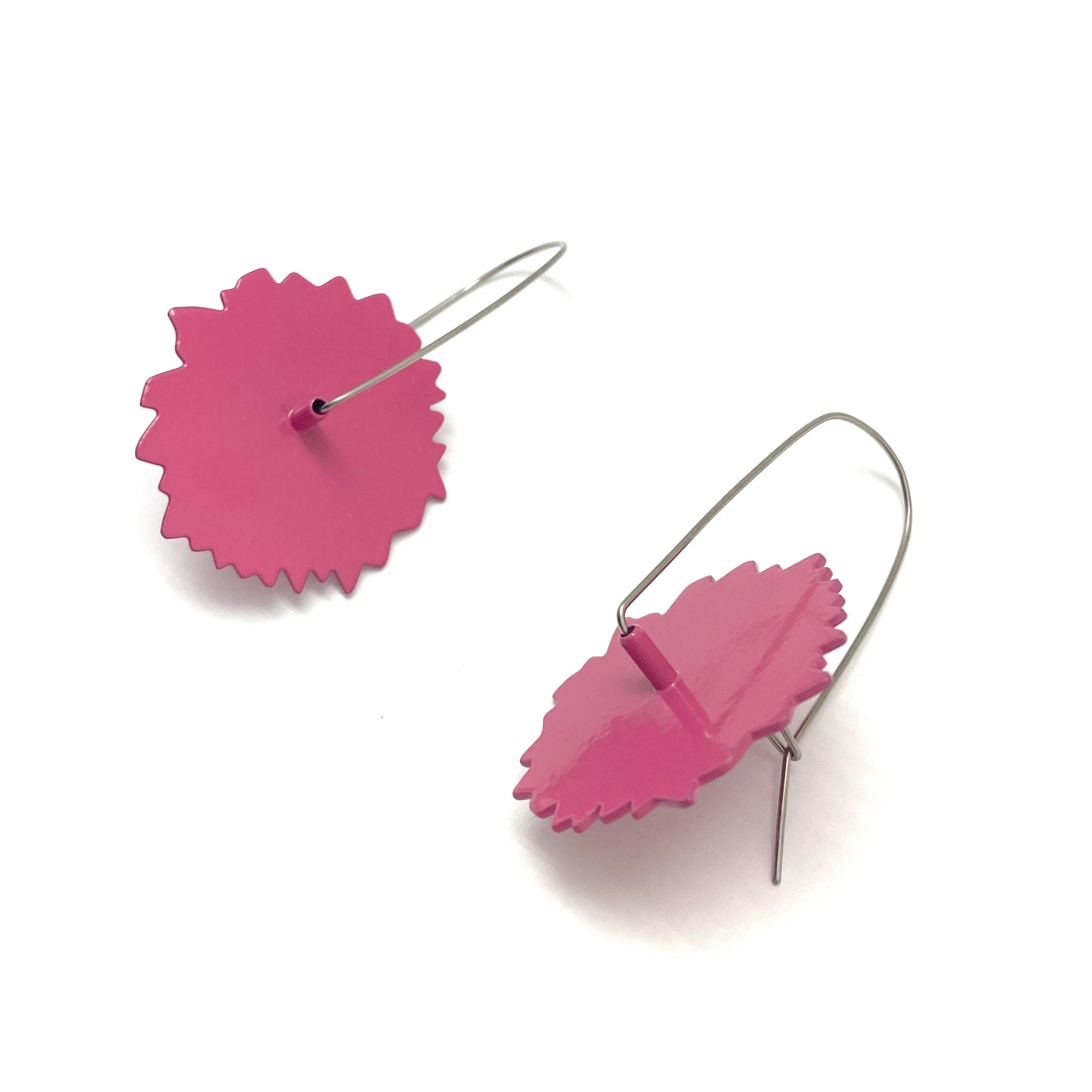 Coreopsis Flower Patch Earrings - Deep Pink