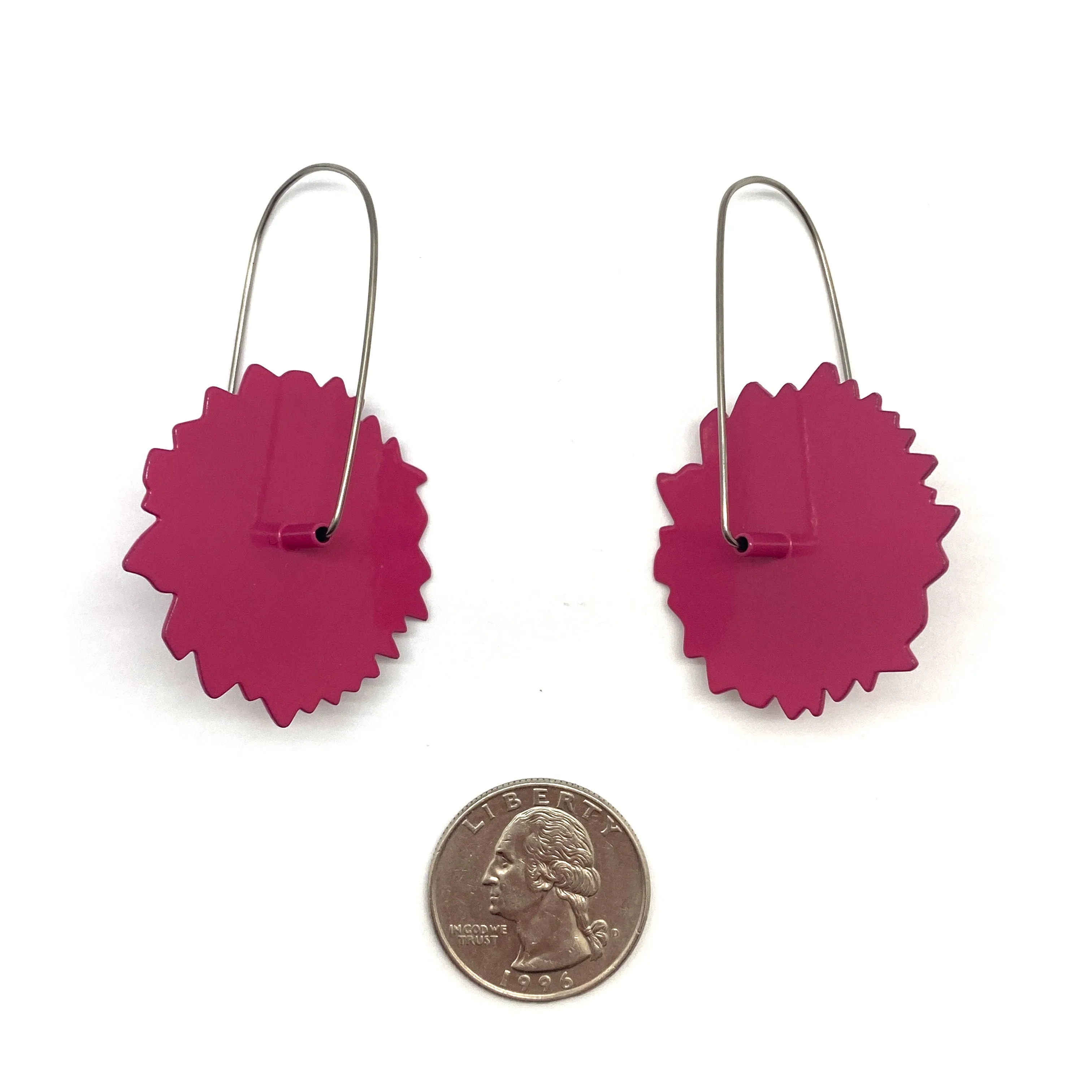 Coreopsis Flower Patch Earrings - Deep Pink