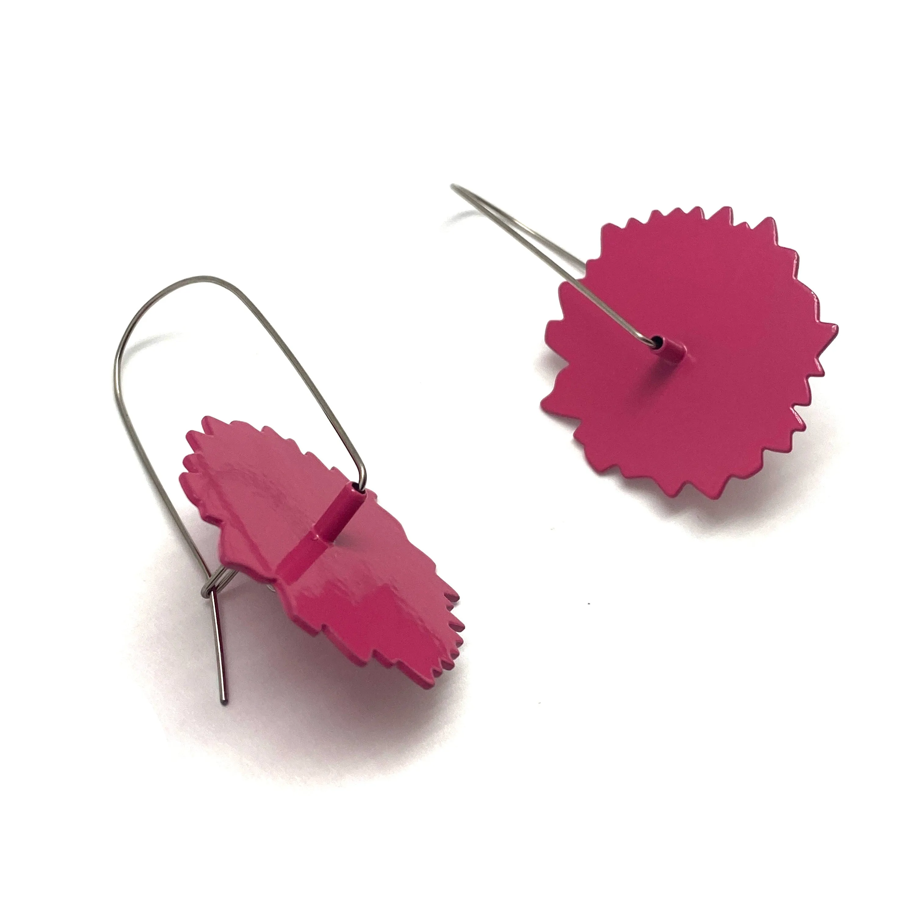 Coreopsis Flower Patch Earrings - Deep Pink