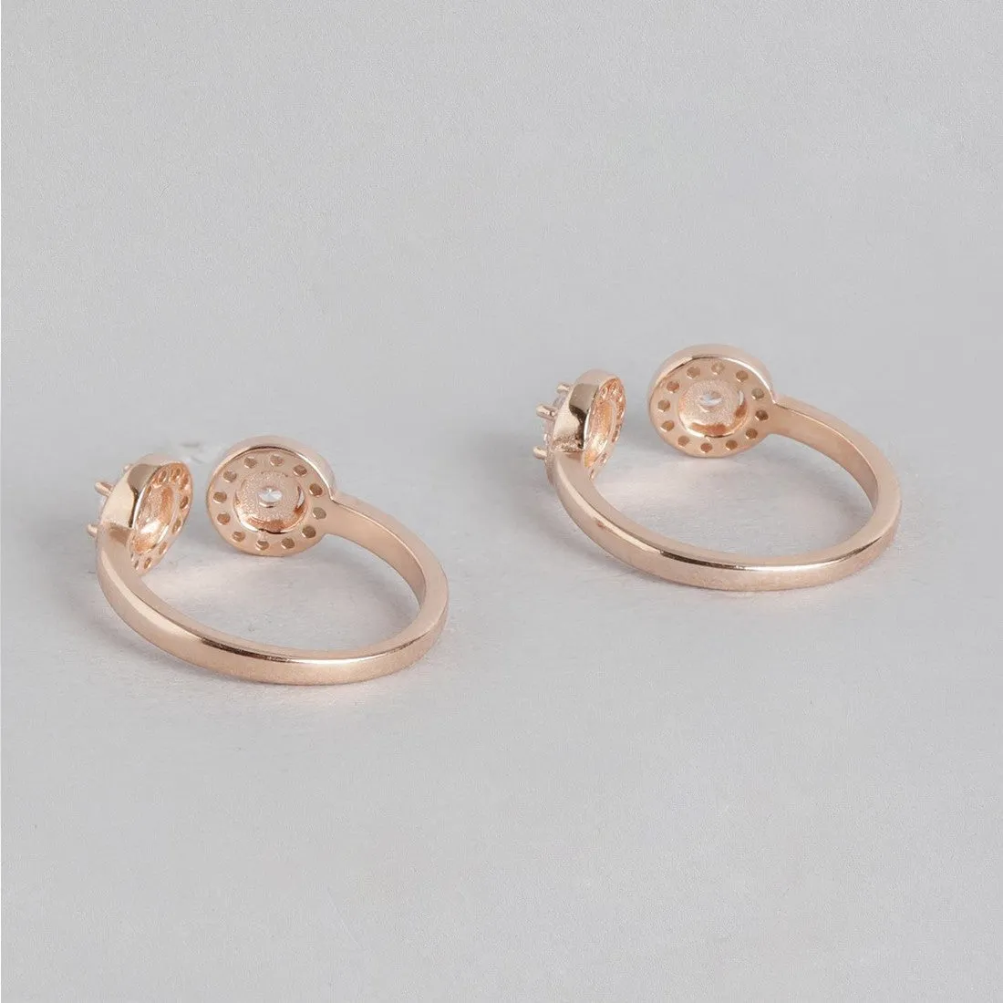 CZ Studded Rose Gold Plated 925 Sterling Silver Toe Rings