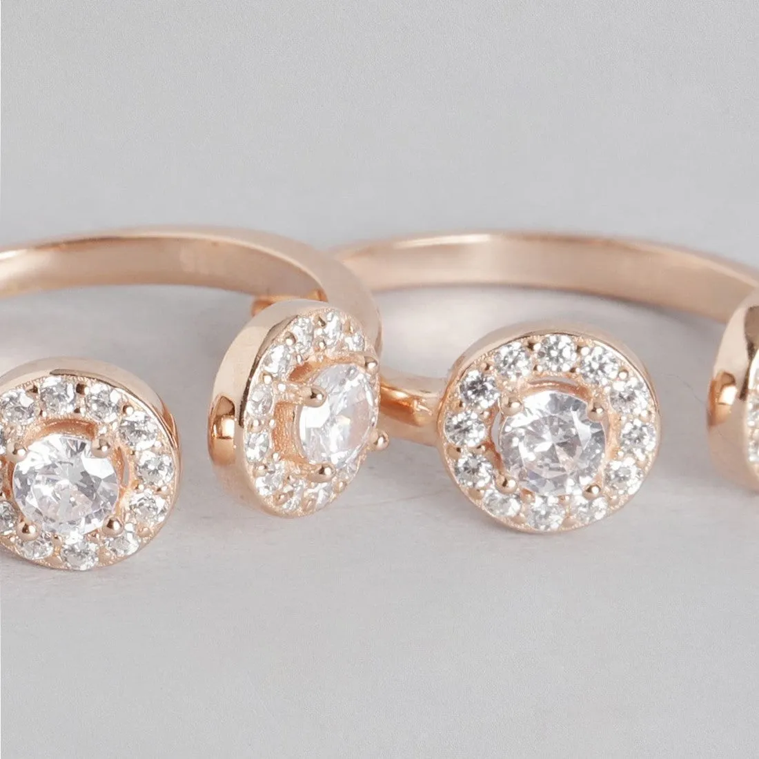 CZ Studded Rose Gold Plated 925 Sterling Silver Toe Rings