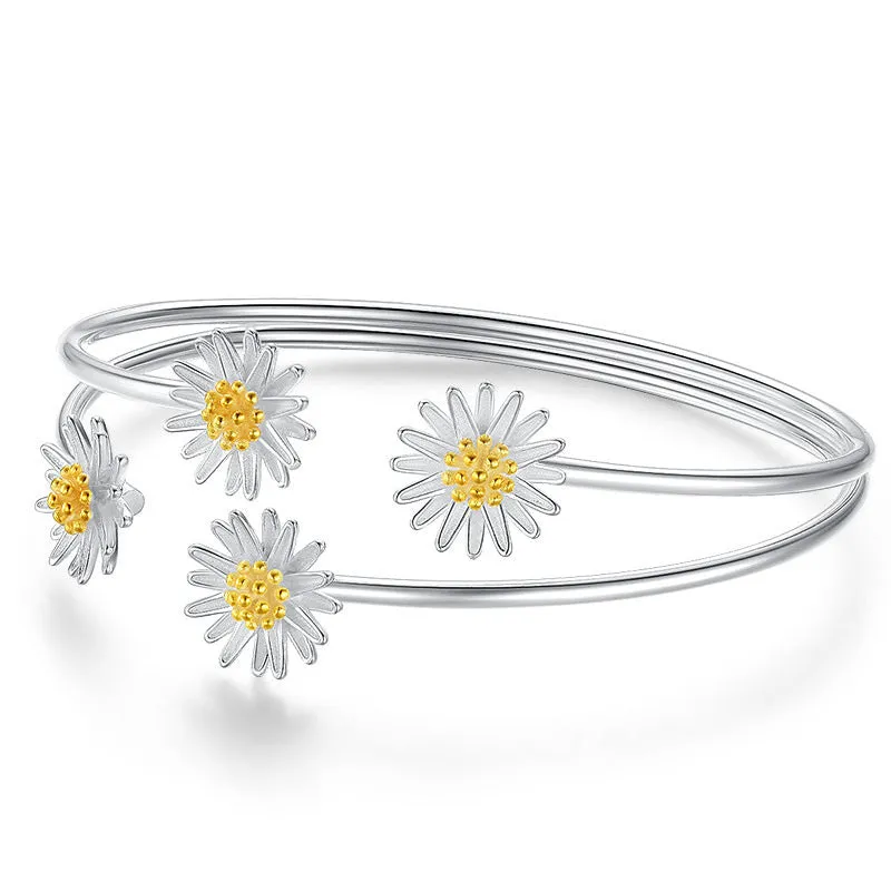 Daisy Flower Charm Bracelet For Women Girls Elegant Sweet