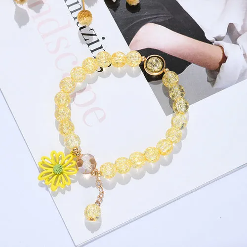 Daisy Flower Charm Bracelet For Women Girls Elegant Sweet