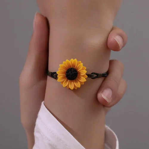 Daisy Flower Charm Bracelet For Women Girls Elegant Sweet