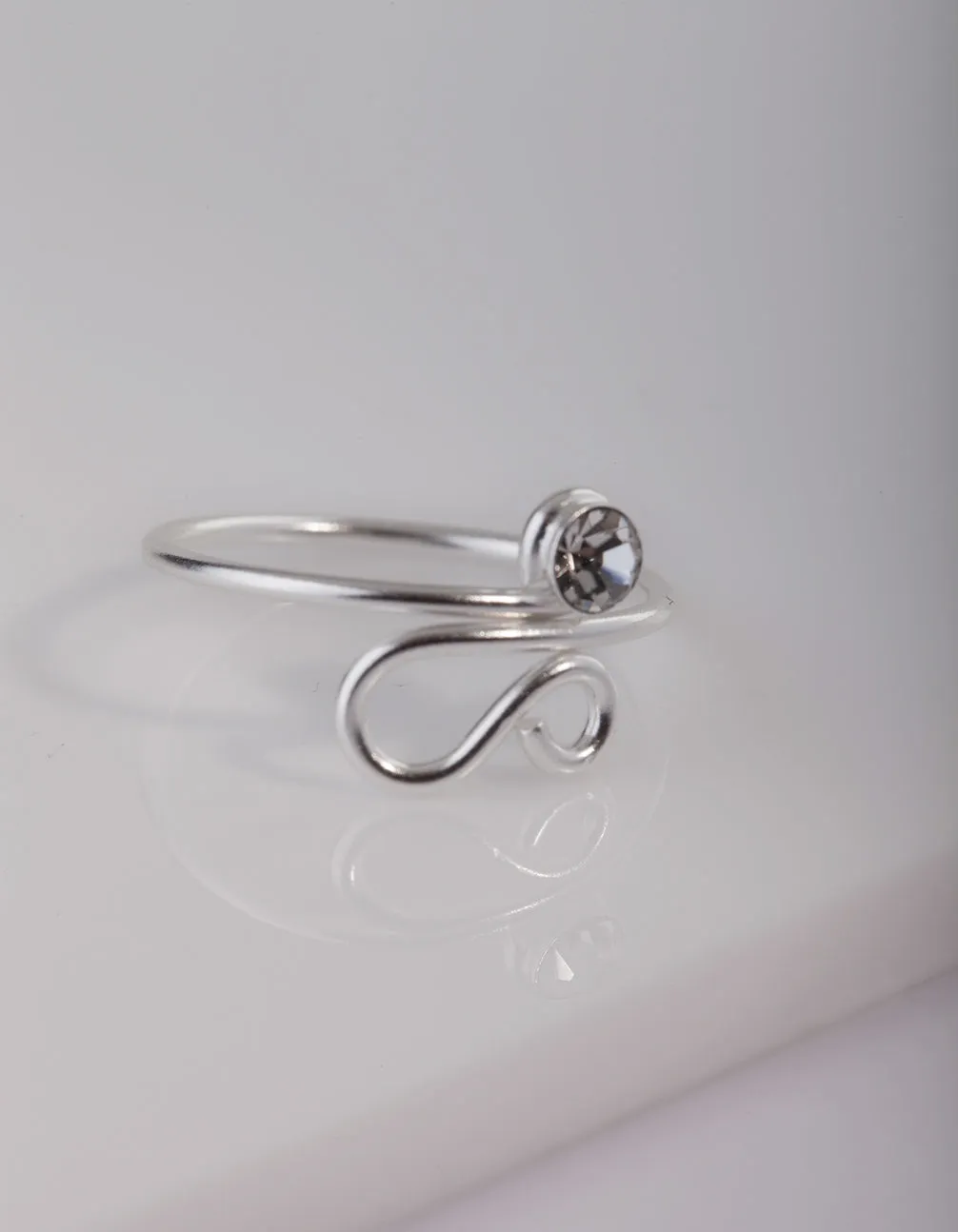 Diamante Swirl Sterling Silver Toe Ring