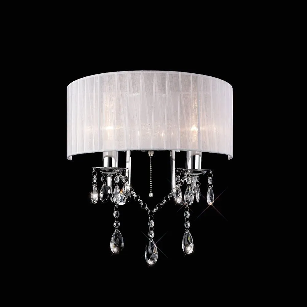 Diyas IL30061/WH Olivia Wall Lamp White Shade/crystal