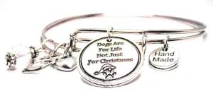 Dogs Are For Life Not Just For Christmas Expandable Bangle Bracelet Set