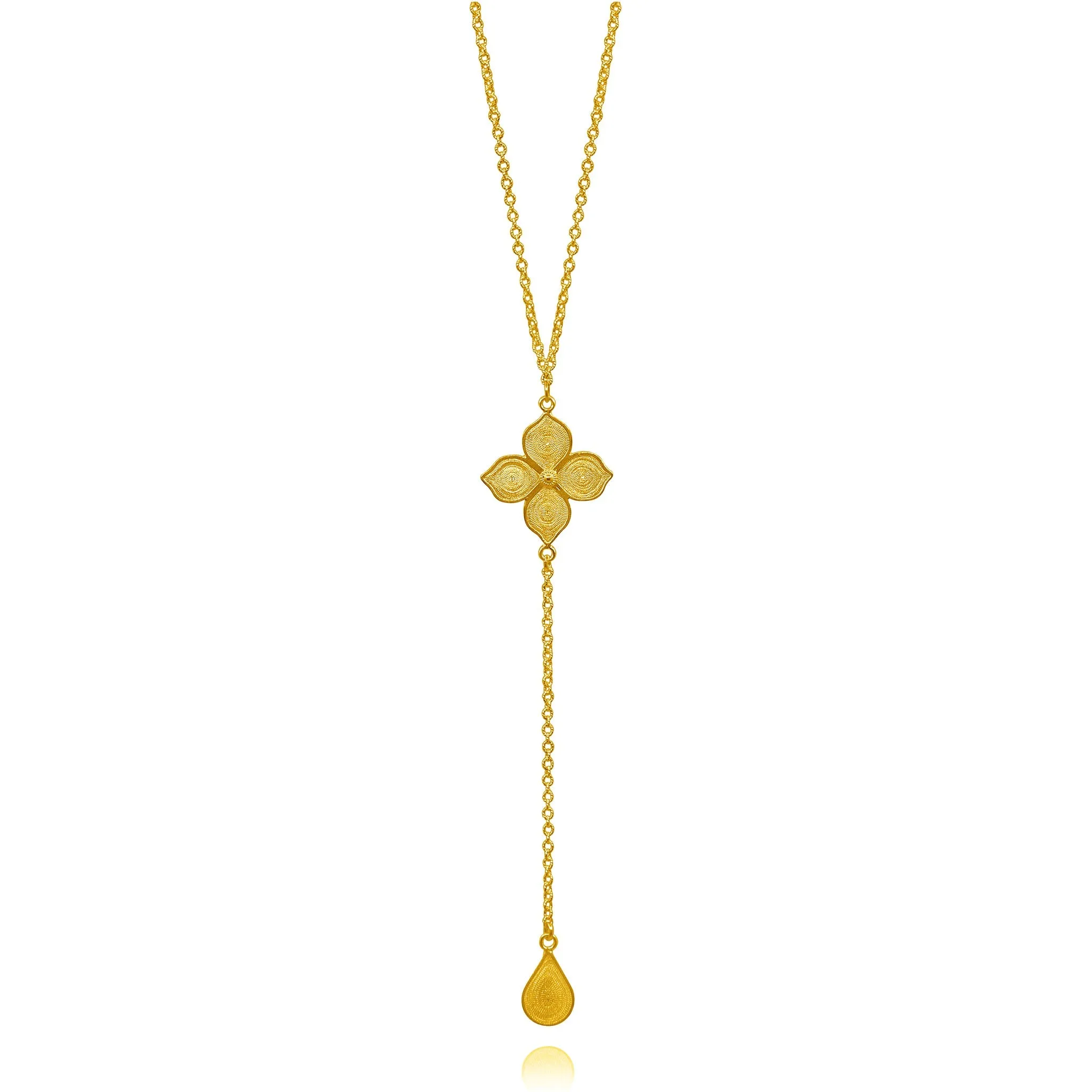 DOGWOOD GOLD LONG NECKLACE FILIGREE