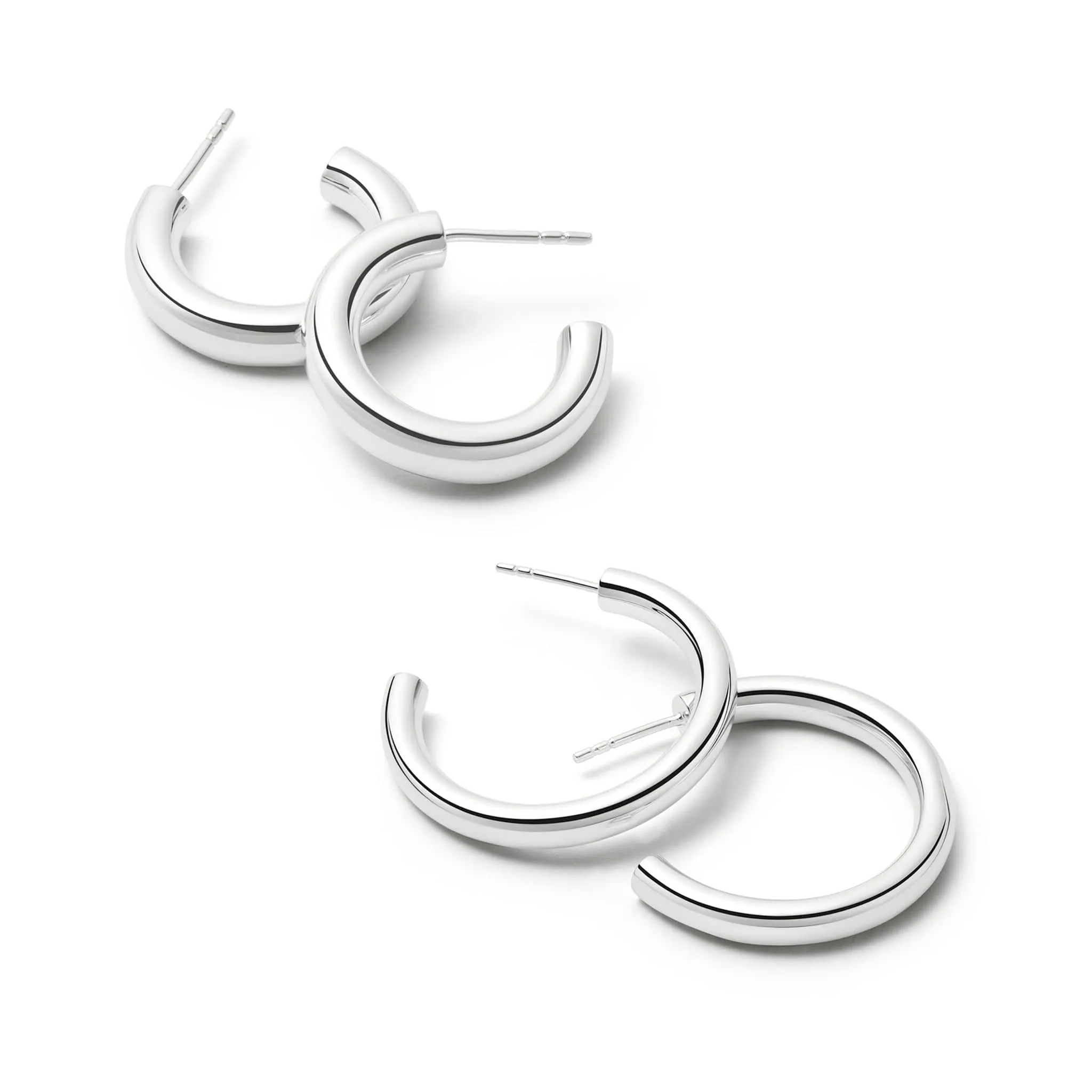 Double Bold Earring Stack Sterling Silver