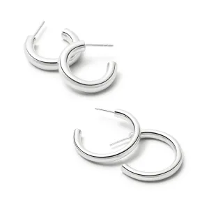 Double Bold Earring Stack Sterling Silver