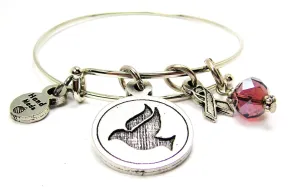 Dove And Awareness Ribbon Expandable Bangle Bracelet