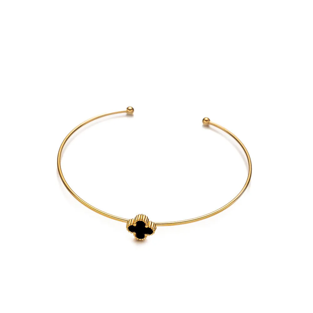 Elegant Ellipse Stainless Steel 18K Gold Plated Bangles