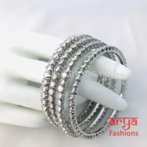 Elegant Silver Cubic Zirconia Bangles