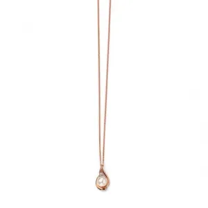 Elements 9ct Rose Gold Drop Diamond And Pearl Pendant GP2021W