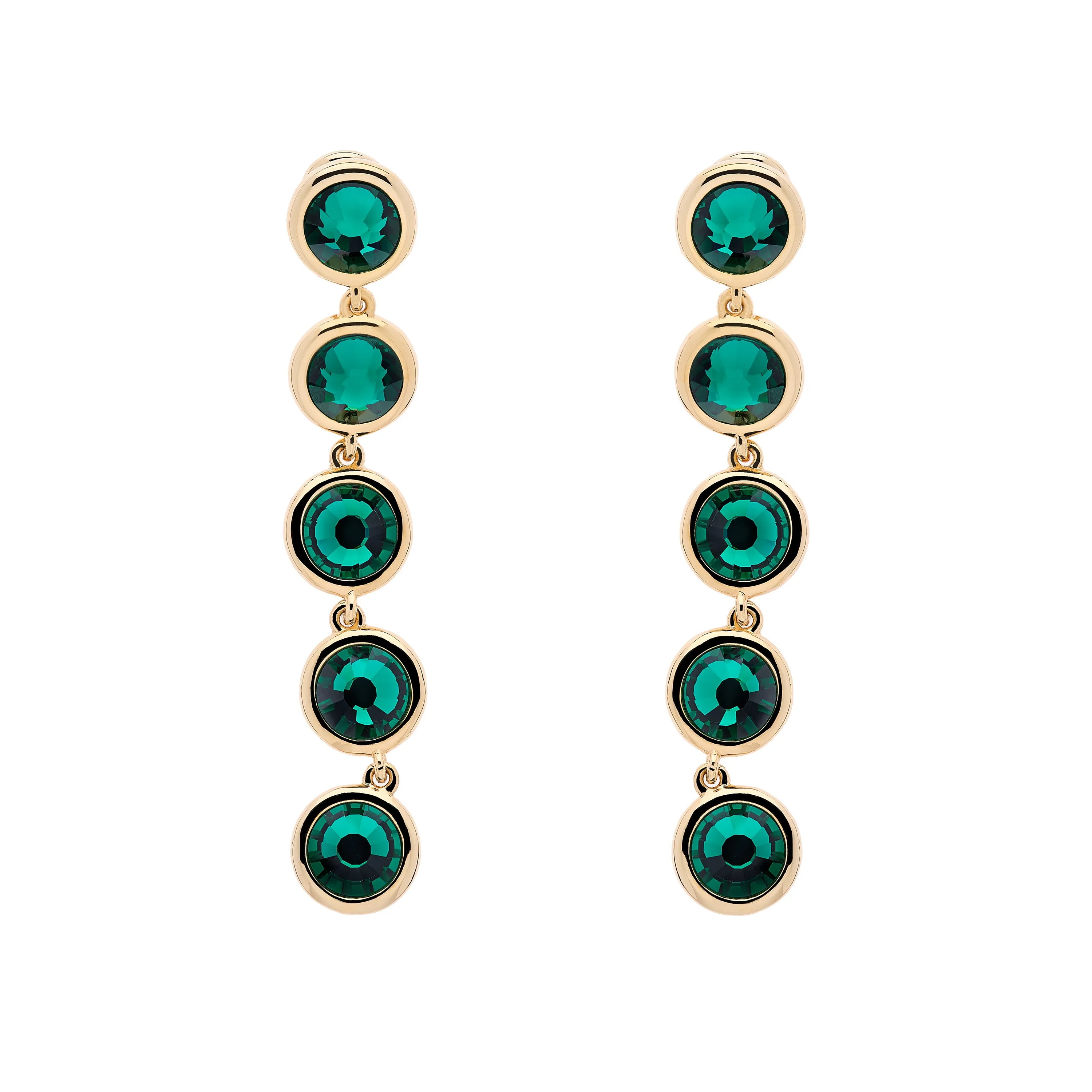 Emerald Crystals Statement Drop Clip Earrings