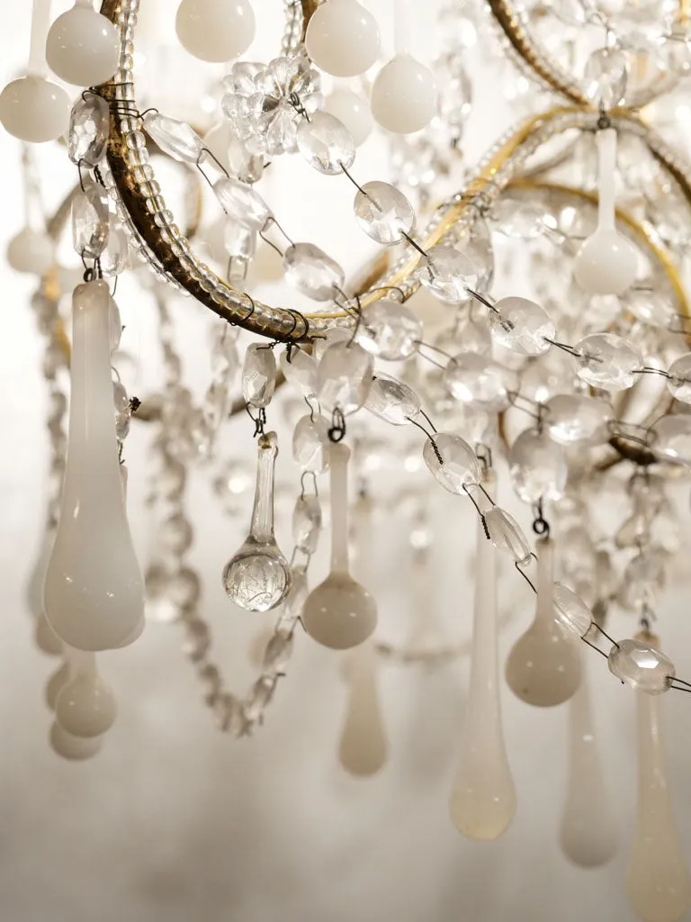 Exquisite antique white teardrop chandelier - 6 lights, 33½ x 21¾"