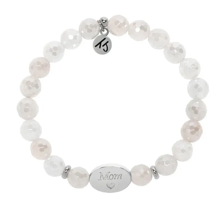 Family Bead Bracelet- Mom with Rose Quartz Sterling Silver Charm