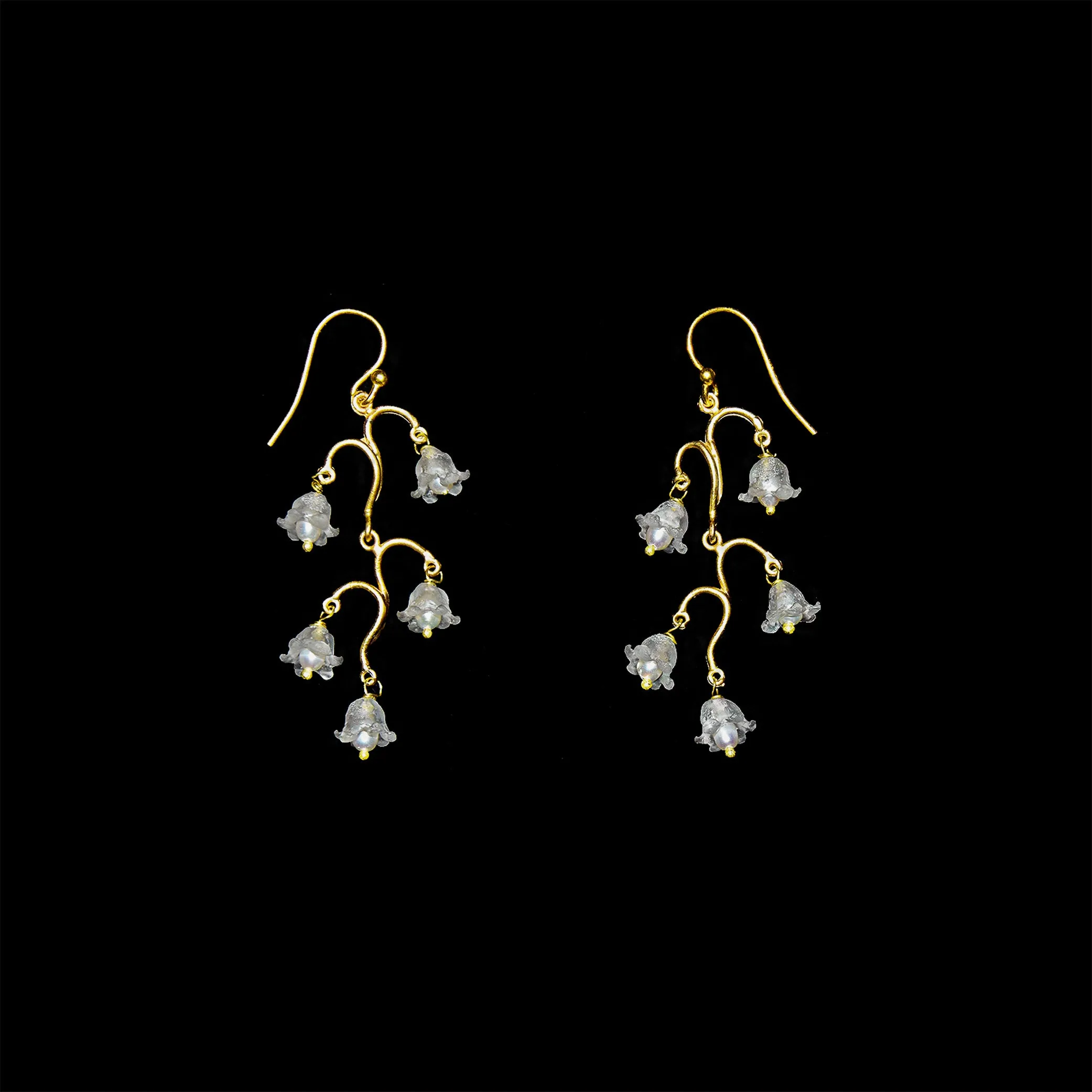 Fine Lily of the Valley Earrings - Long Wire