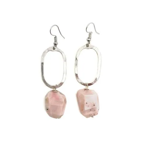 Geometric Pink Opal Earrings