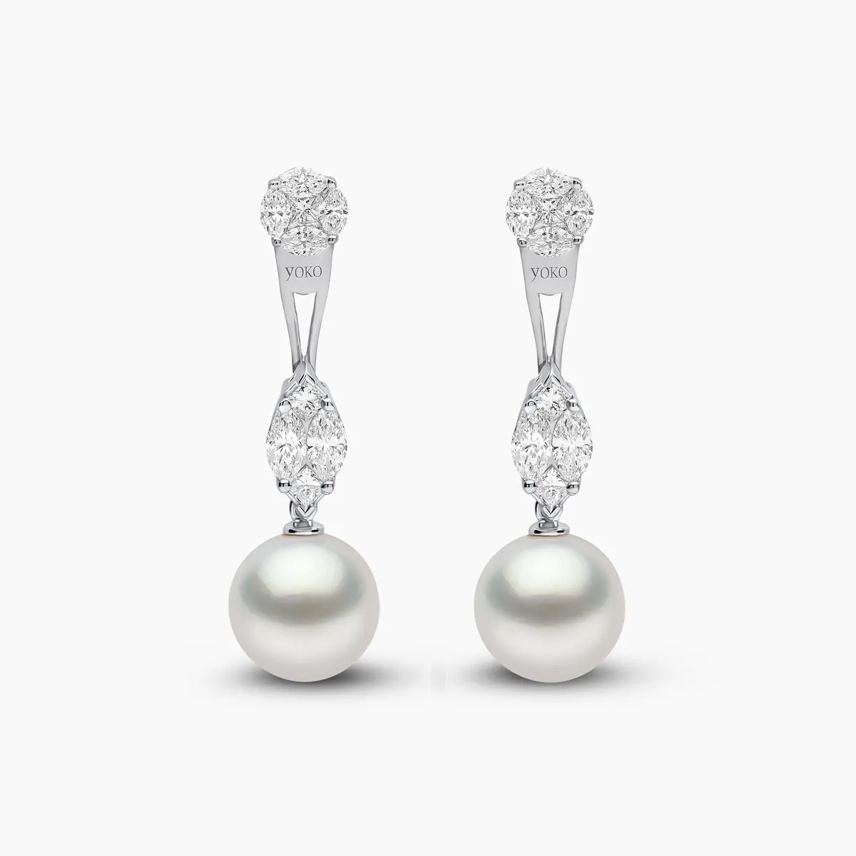 Glitz 18K Gold South Sea Pearl and Diamond Drop Earrings