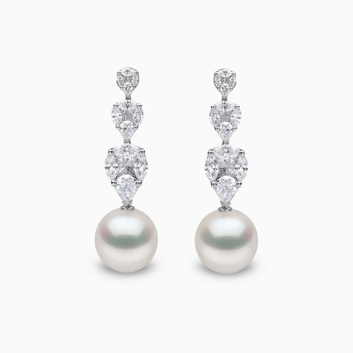 Glitz 18K Gold South Sea Pearl and Diamond Symphony Earrings