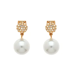 Gold Crystal & Pearl Clip Earrings