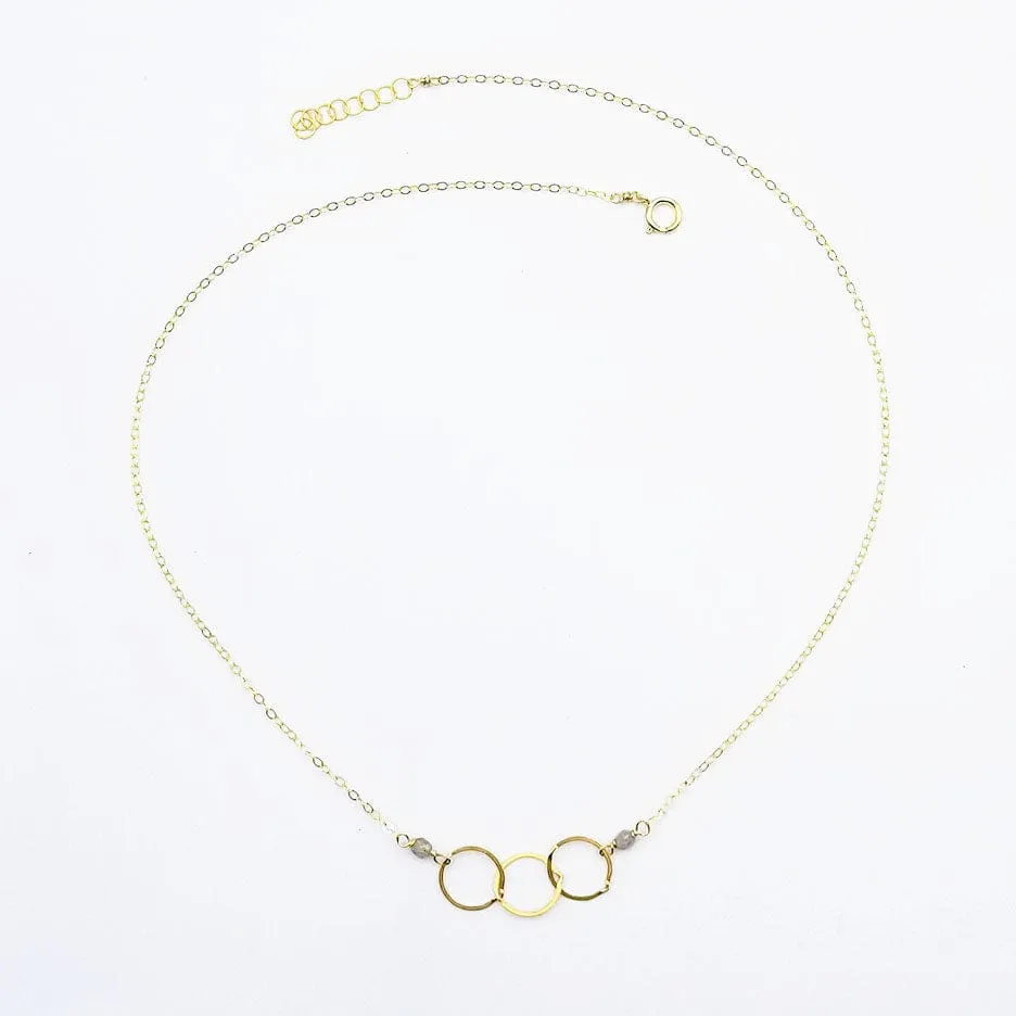 Gold Filled 3 Ring Necklace