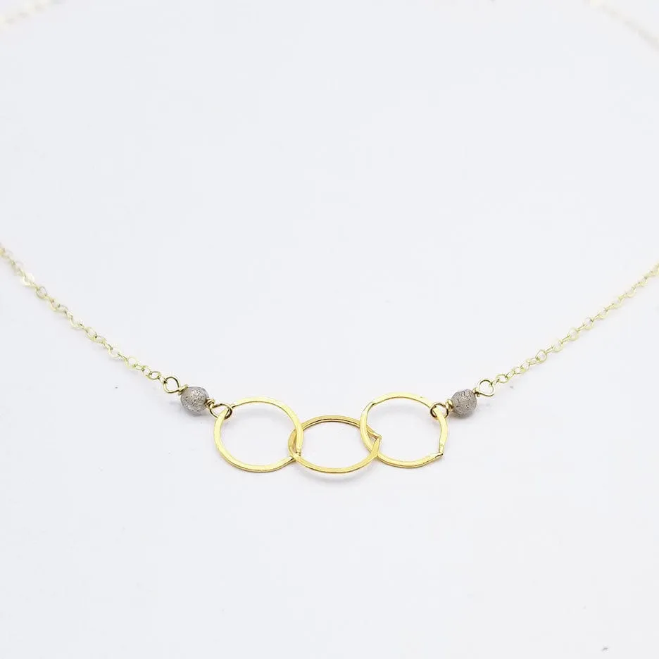 Gold Filled 3 Ring Necklace