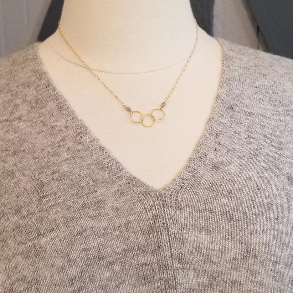 Gold Filled 3 Ring Necklace