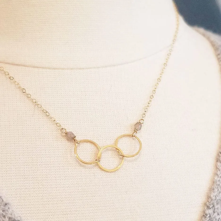 Gold Filled 3 Ring Necklace