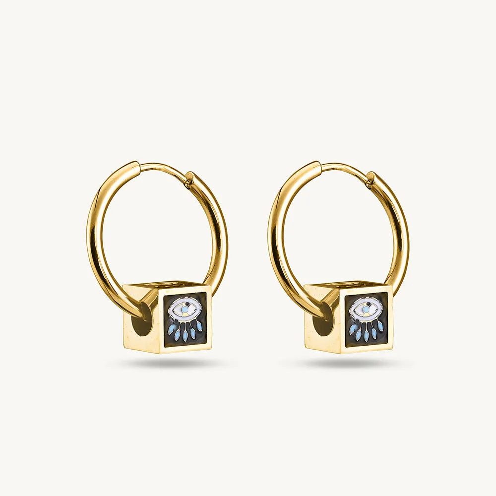 Gold Plated Evil Eye Hoop Earrings